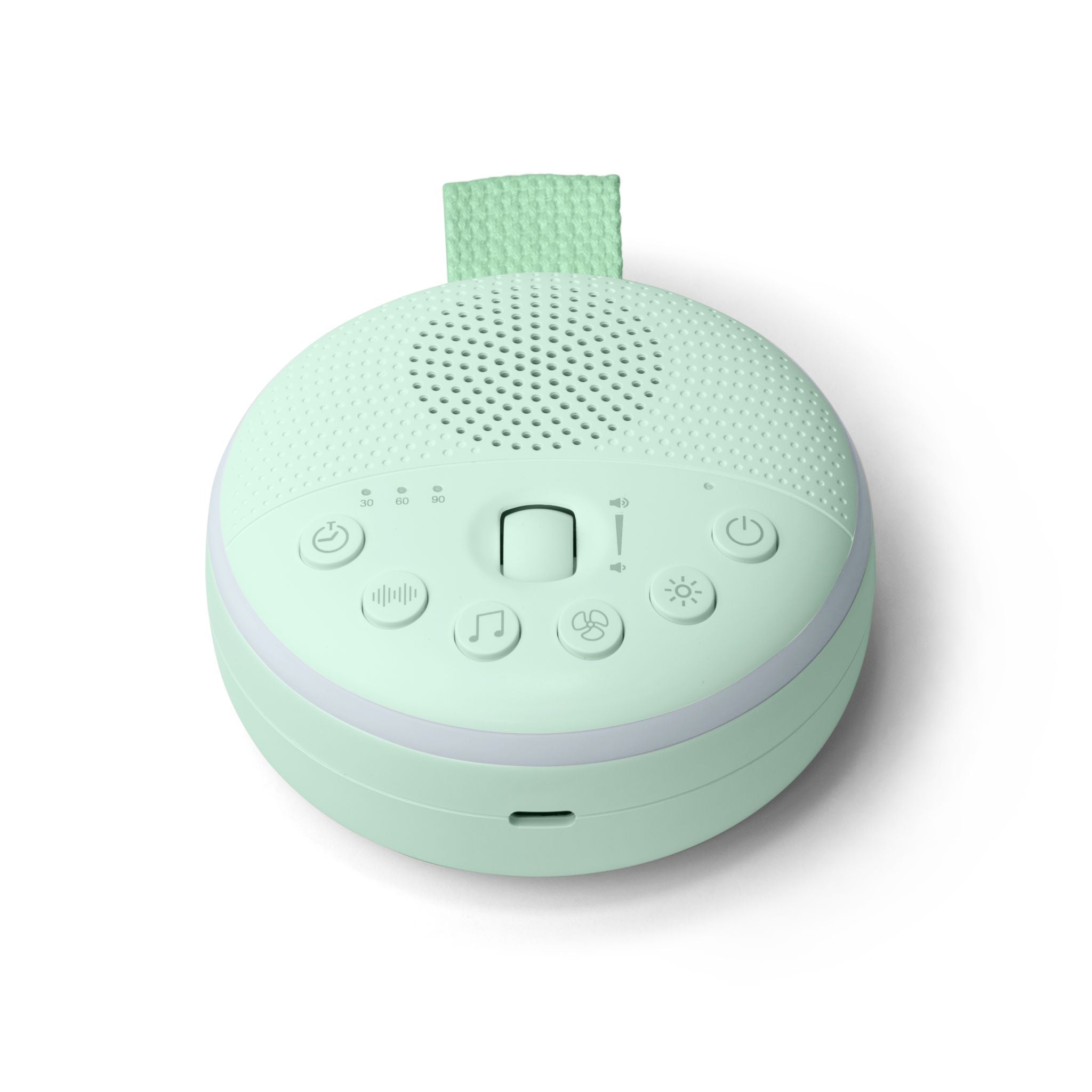 Cove Green portable baby white noise machine and night light by Zoe Sage