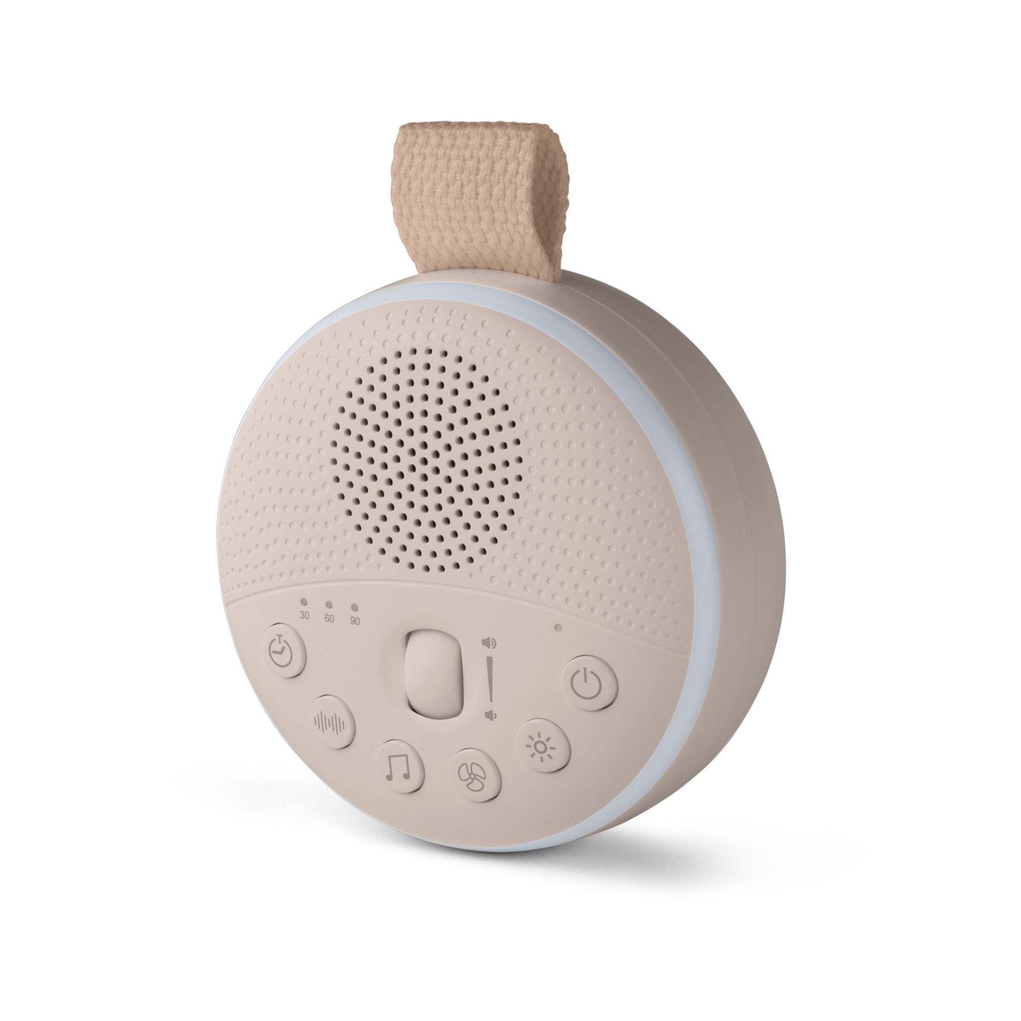 Sandrift portable white noise machine displaying soft night light glow function