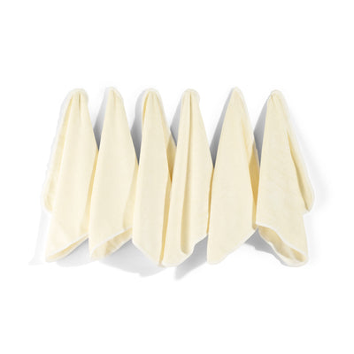 Six soft honey coloured bamboo baby wash cloths by Zoe Sage