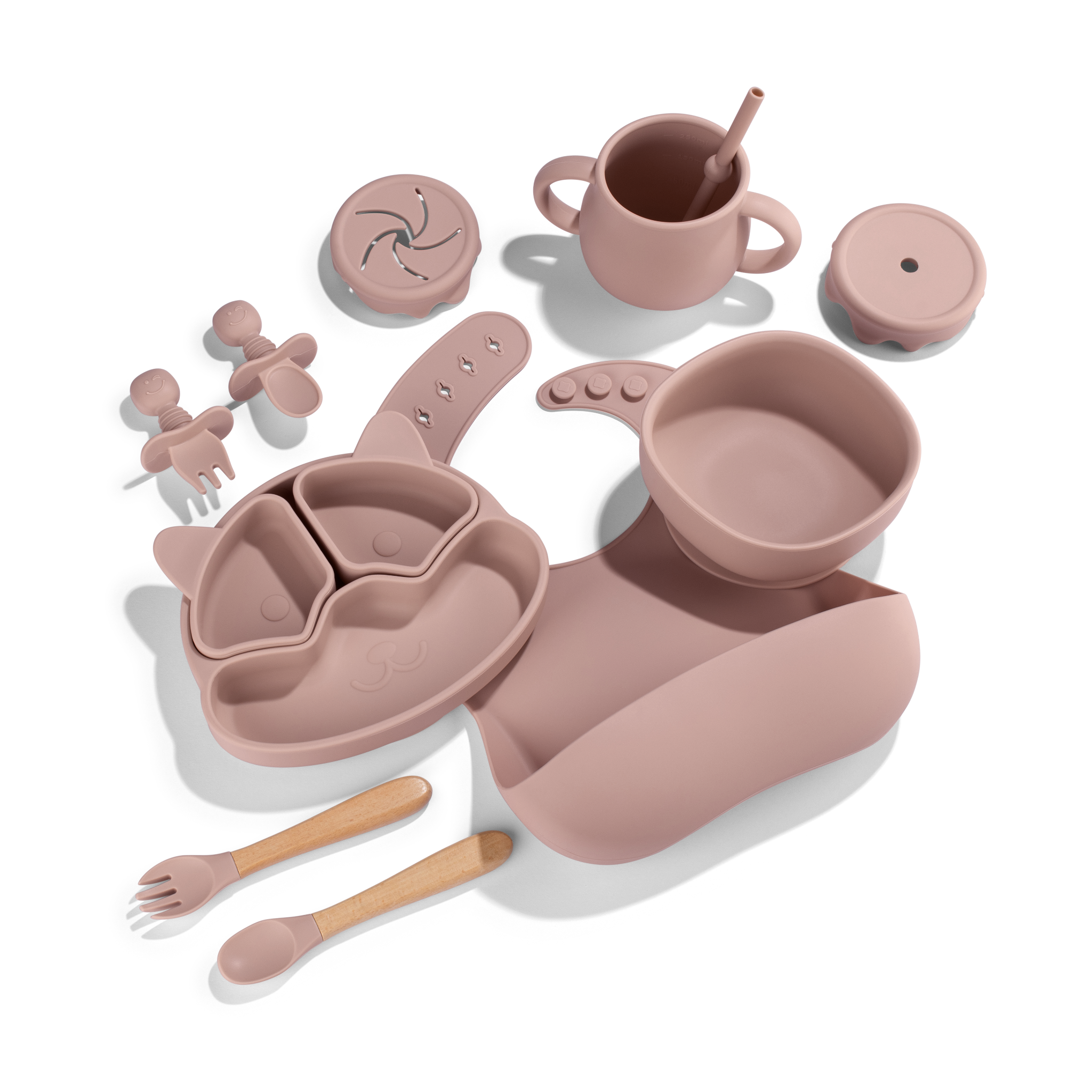 Blossom silicone baby feeding set with eleven pieces by Zoe Sage