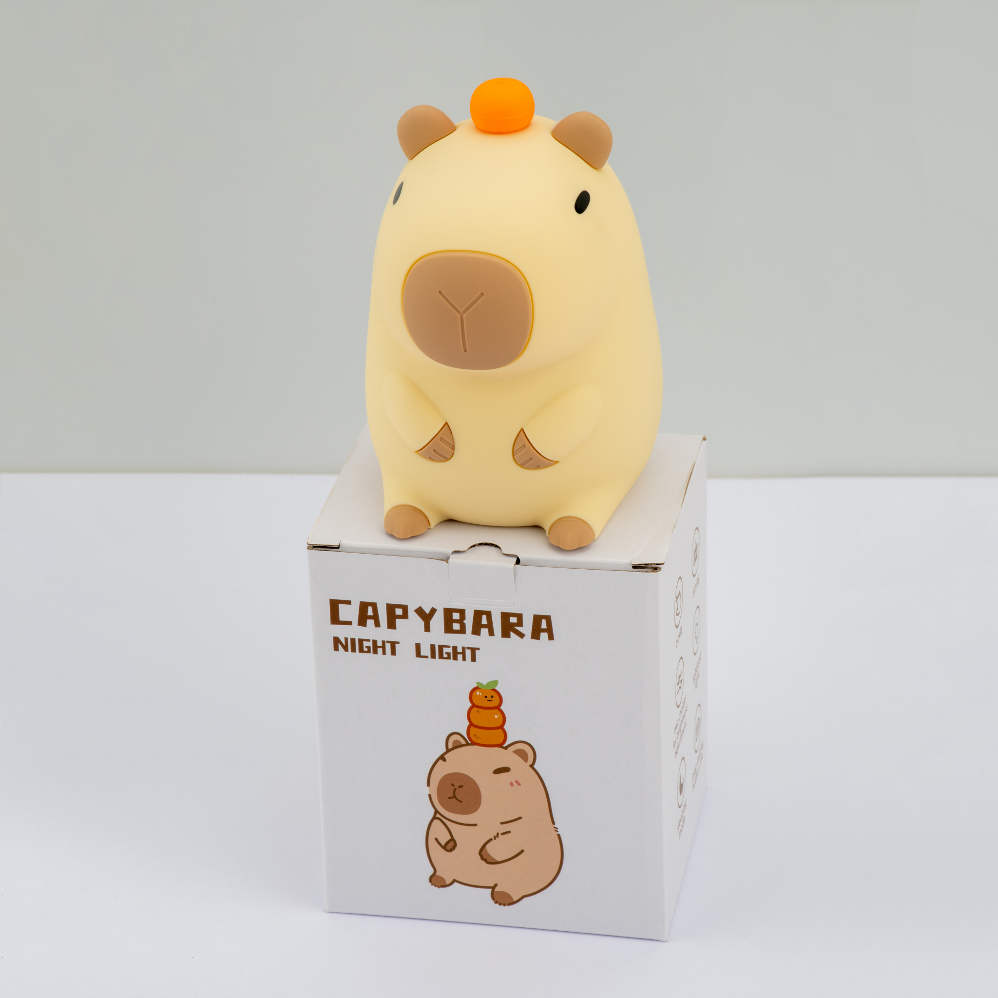 Capybara shaped LED night light with touch control in soft neutral tone