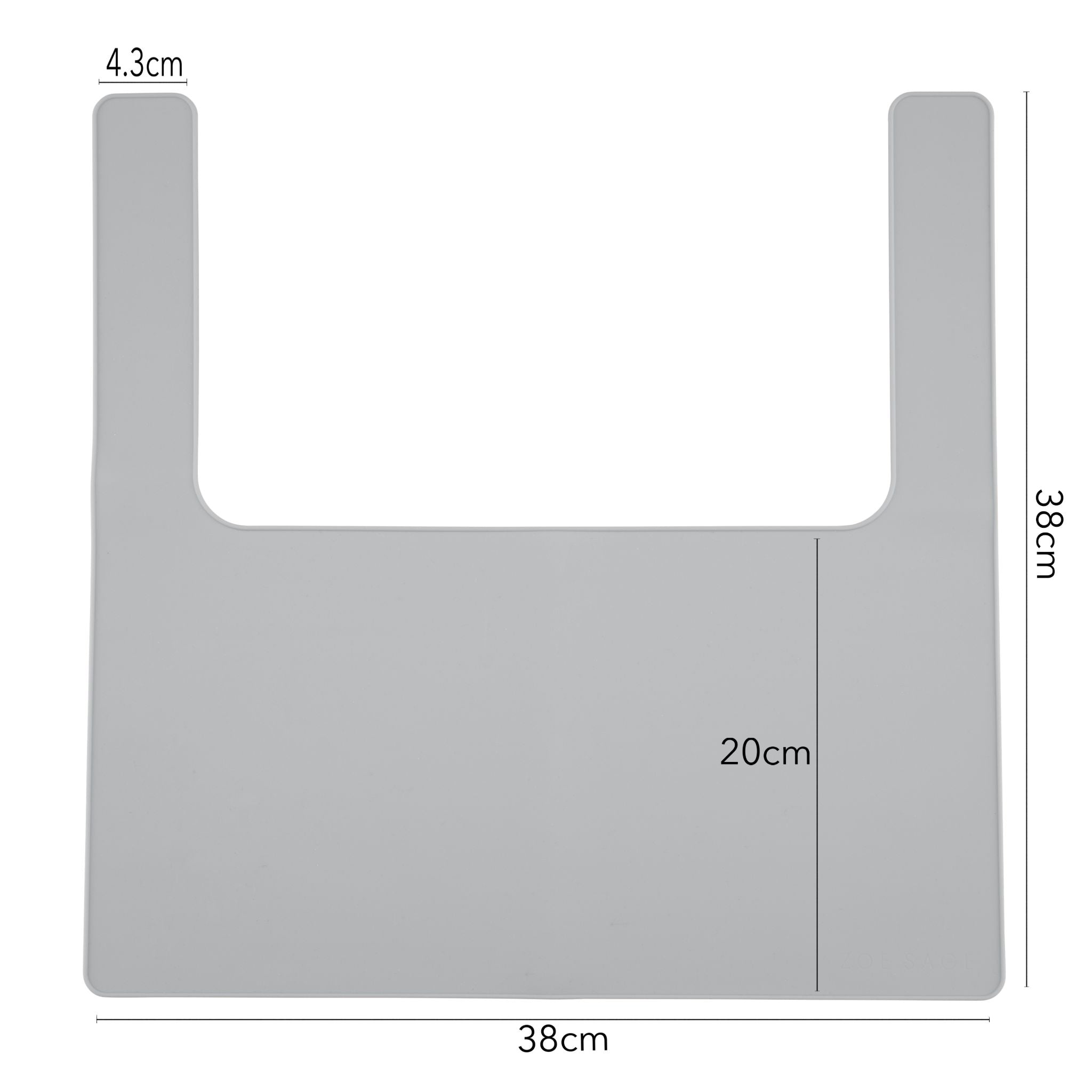 Grey silicone placemat designed for IKEA highchair feeding tray.