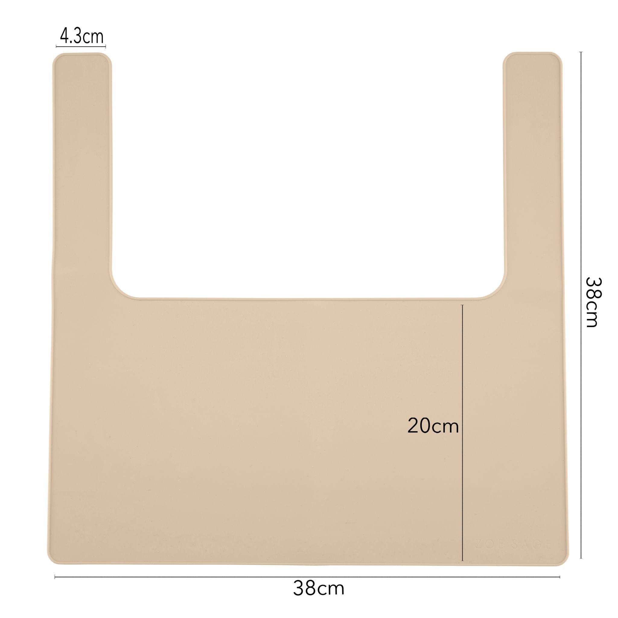 Beige silicone placemat designed for high chair feeding and messy mealtimes.