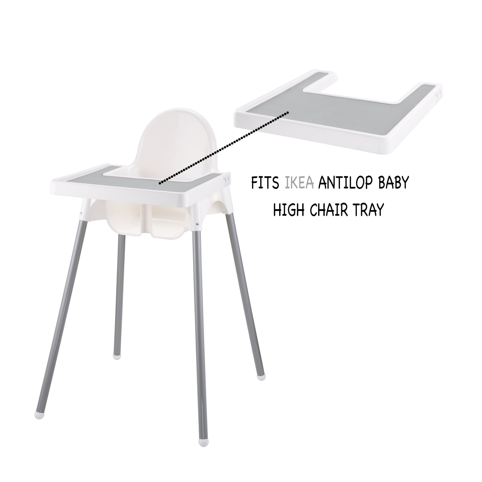 Grey silicone placemat designed for IKEA highchair feeding time