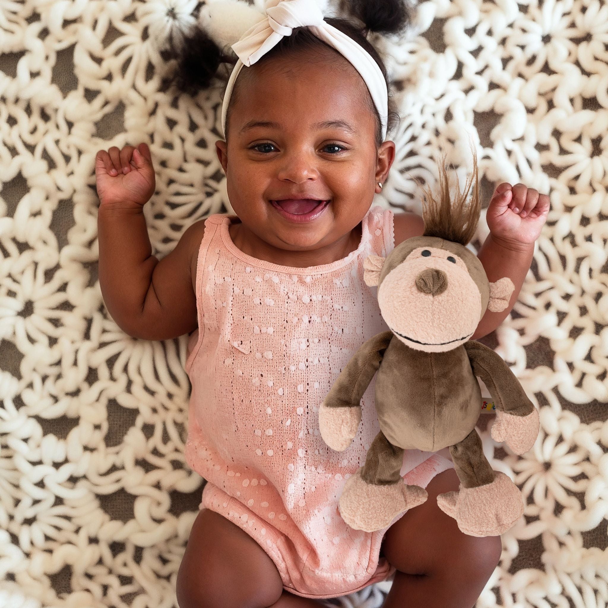 Matilda the Monkey soft plush toy in brown and cream colours for children