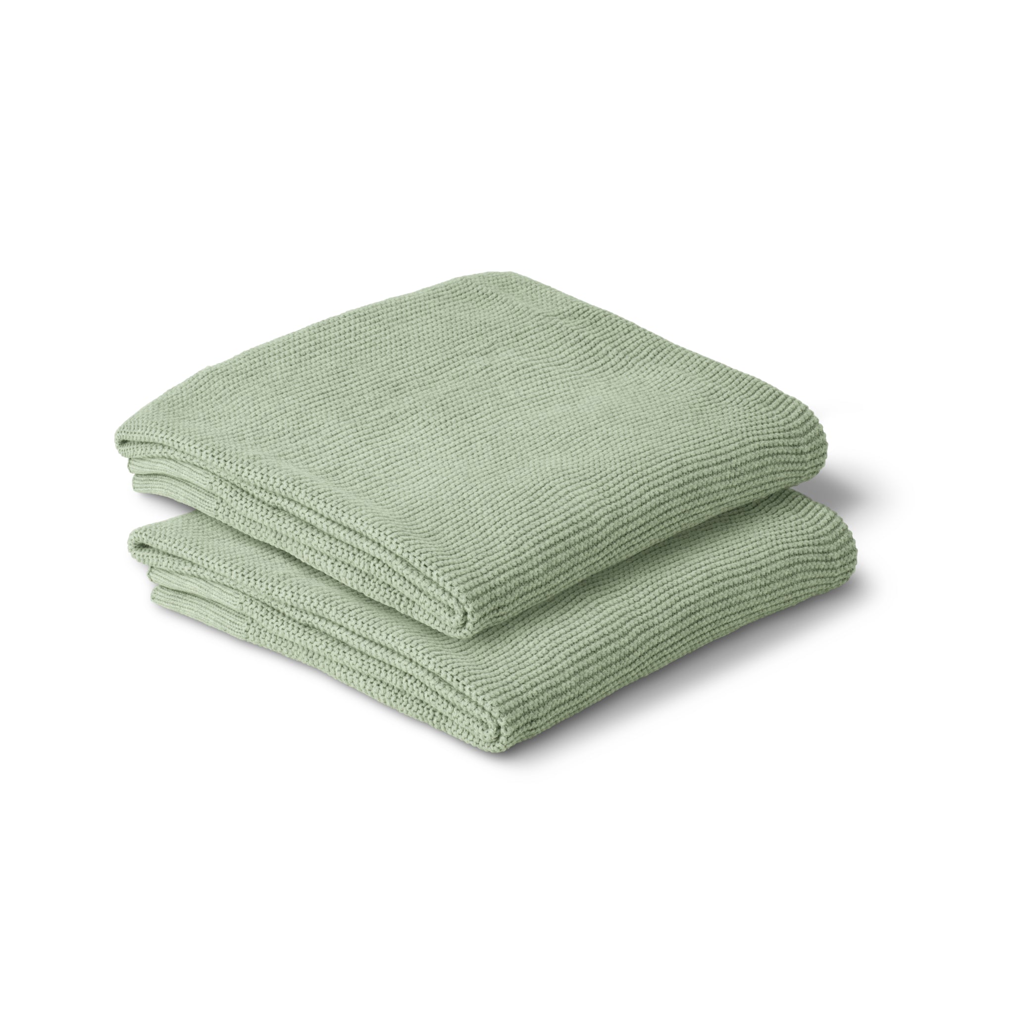 Soft willow green cotton knit baby blanket by Zoe Sage