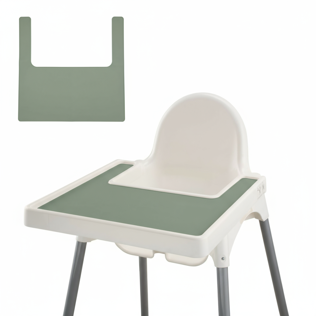 Green silicone highchair placemat for babies by Zoe Sage