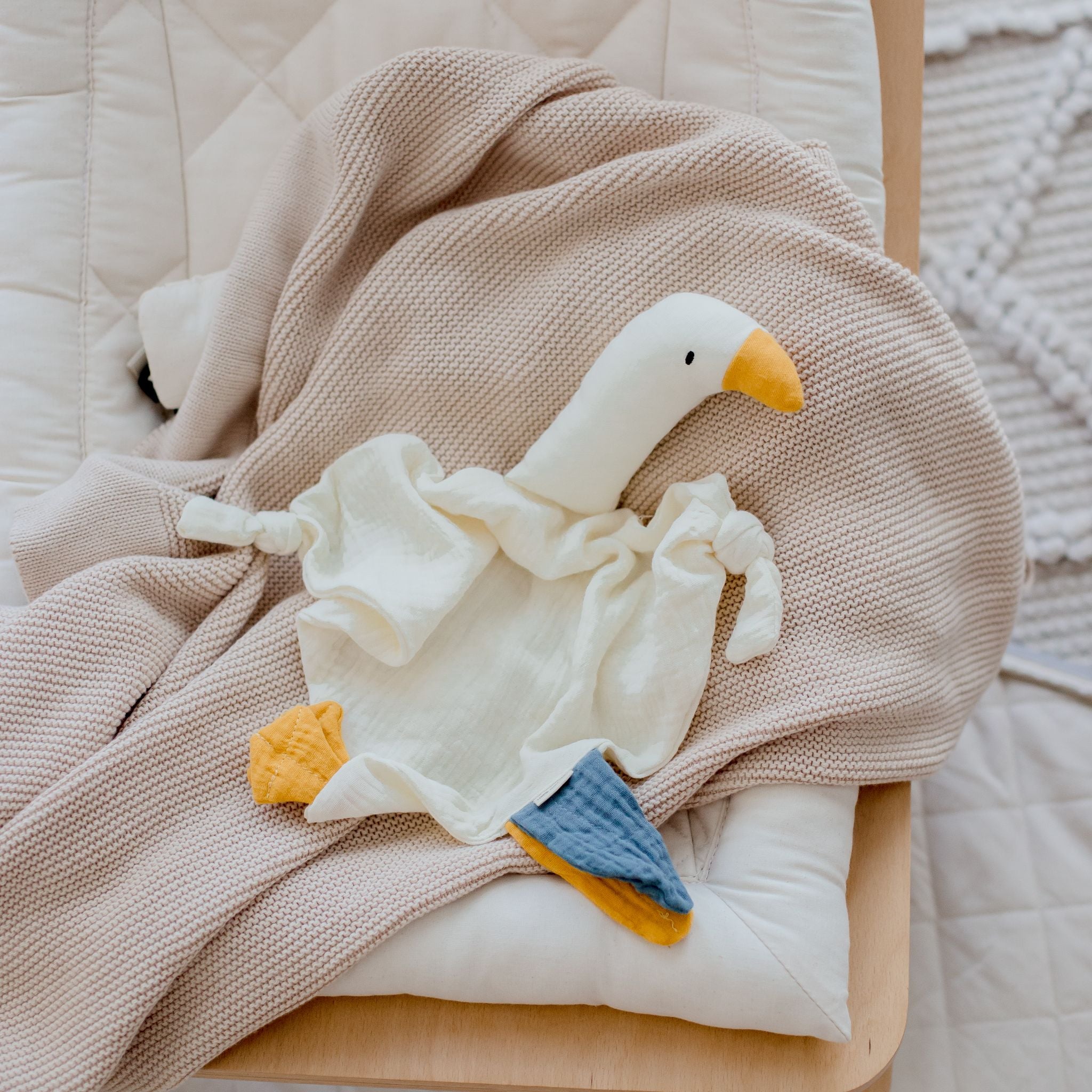 Parchment goose comforter security blanket for babies, soft natural fabric