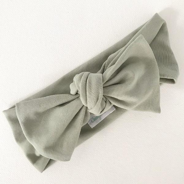 Sage green baby bow knot headband, additional product view