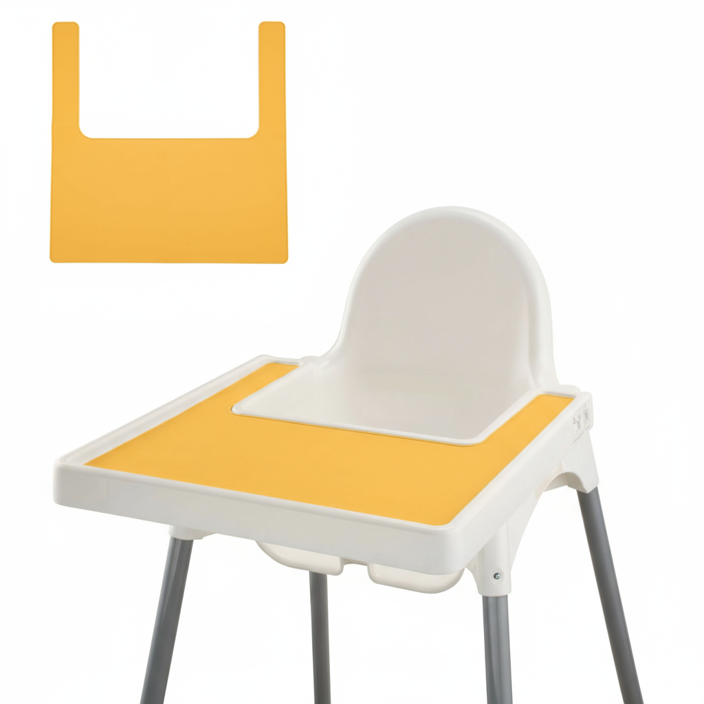 Yellow silicone placemat for high chair feeding from Zoe Sage