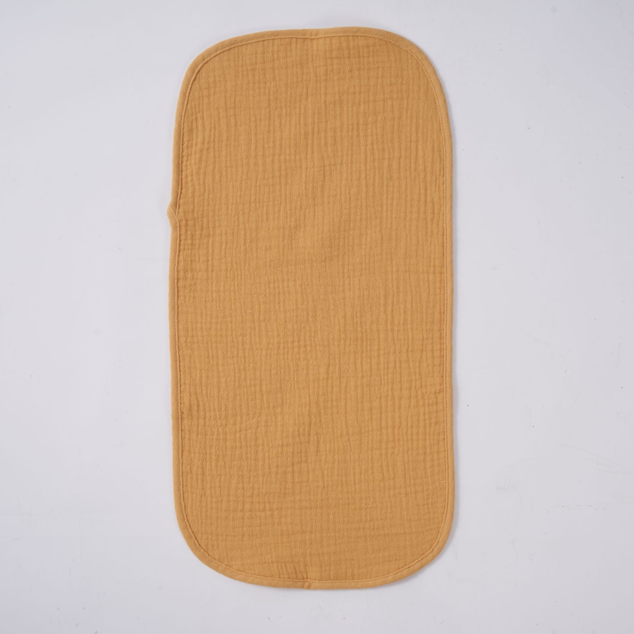 Organic muslin burp cloth in golden harvest colour, folded display