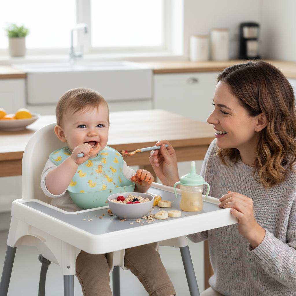 Grey silicone placemat designed to fit IKEA highchairs securely