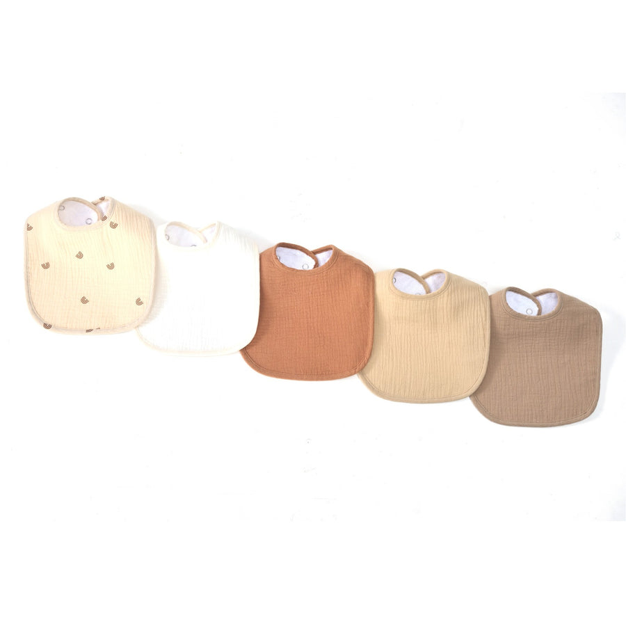 Organic Muslin Baby Bibs - Dusty Dunes 5 Pack